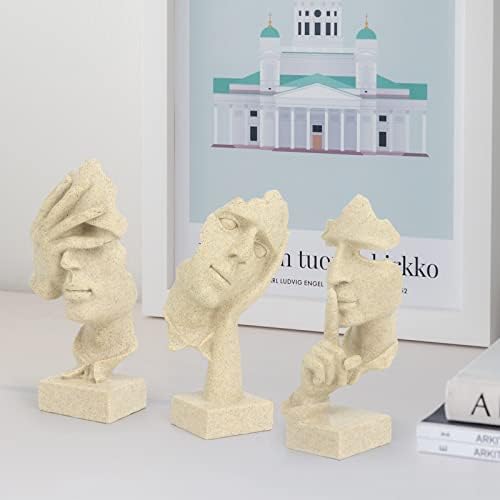 prosfalt 3 Pcs Thinker Statue, Silence is Gold Abstract Art Figurine - Image 4