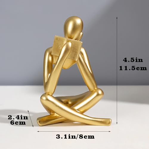 Jinkoozz Gold Reading Women Statue, Thinker Sculptures, Abstract Art Ornament, Modern Aesthetic Figurine Decoration, Suitable for Home Living Room Bedroom Office Shelf Table Desk Bookshelf Decor - Image 6