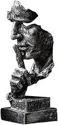 Silence is a Golden Statue Modern Mens Creative Office Home Room Decorations Sculpture Friends Bookshelf Decorative 4.7 x 4.3 x 13.18in(Silver) Modern Home Décor by Scekackdv