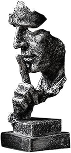 Silence is a Golden Statue Modern Mens Creative Office Home Room Decorations Sculpture Friends Bookshelf Decorative 4.7 x 4.3 x 13.18in(Silver) Modern Home Décor by Scekackdv