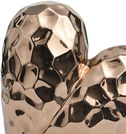 Deco 79 Ceramic Heart Decorative Sculpture Dimensional Angled Origami Inspired Home Decor Statue with Faceted Exterior, Accent Figurine 12" x 6" x 11", Rose Gold - Image 2