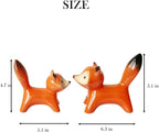 Ceramic Fox Figurines Set of 2, Orange Fox Decor for Home Shelves - Image 2