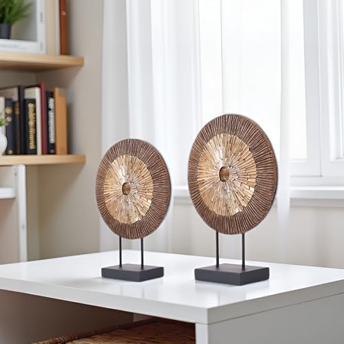 XMGZQ Wood Color Minimalist Round Statue Above Cabinet Decor Kitchen,Modern Decorative Sculpture Home Decorations for Living Room Coffee Table,Shelf Decor Items,Center Pieces Decoration - Image 5