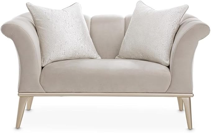 MICHAEL AMINI Yvette Chair and a Half in Porcini Velvet and Champagne Wood Frame - Image 5