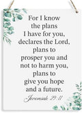 For I Know the Plans I Have for You Jeremiah 29:11 Inspirational Decor Christian Gifts Bible Verse Wall Art Scripture Wooden Hanging Sign for Modern Home Office Wall Art Decoration 8 x 10 Inches by BELLOWDEER