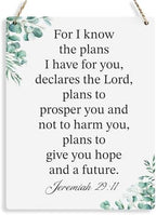 For I Know the Plans I Have for You Jeremiah 29:11 Inspirational Decor Christian Gifts Bible Verse Wall Art Scripture Wooden Hanging Sign for Modern Home Office Wall Art Decoration 8 x 10 Inches by BELLOWDEER