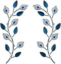 sxnzequnze 2 Set Metal Tree Leaf Wall Art for Home Decor Living Room Bedroom Dining Room Bling Rhinestone, 3D, Iron Branch Hanging Leaf Sculpture Art Pieces -Navy blue 16.5in*6.7in by sxnzequnze
