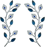 sxnzequnze 2 Set Metal Tree Leaf Wall Art for Home Decor Living Room Bedroom Dining Room Bling Rhinestone, 3D, Iron Branch Hanging Leaf Sculpture Art Pieces -Navy blue 16.5in*6.7in by sxnzequnze