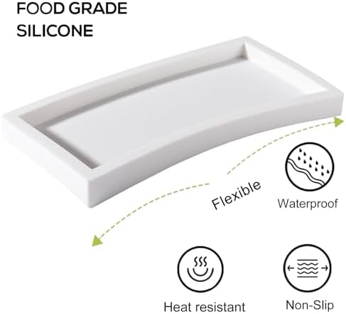 Silicone Bathroom Vanity Tray Dish Soap Holder Sink Organizer, White - Image 3