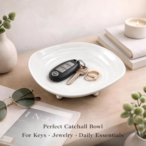 Small Decorative Bowl, 6" Ceramic Key Bowl for Entryway Table - Image 2