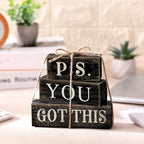 Yuntau 4 Pcs Farmhouse Motivational Decor Wooden Block Black Decor - Image 2