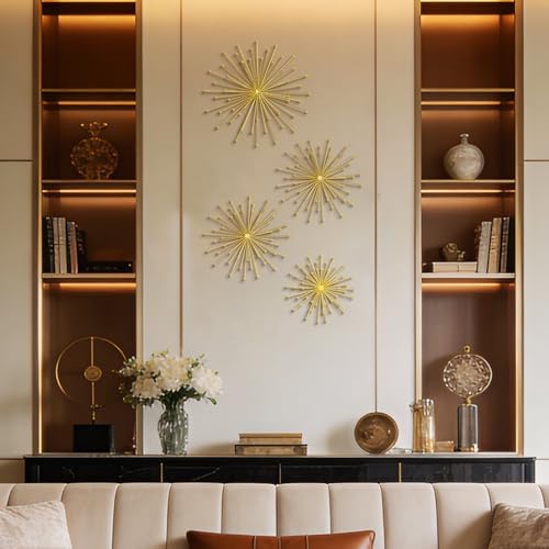 Shimeyao 4 Pcs Gold Starburst Wall Decor, Metal Spike with Orb Wall Art - Image 6