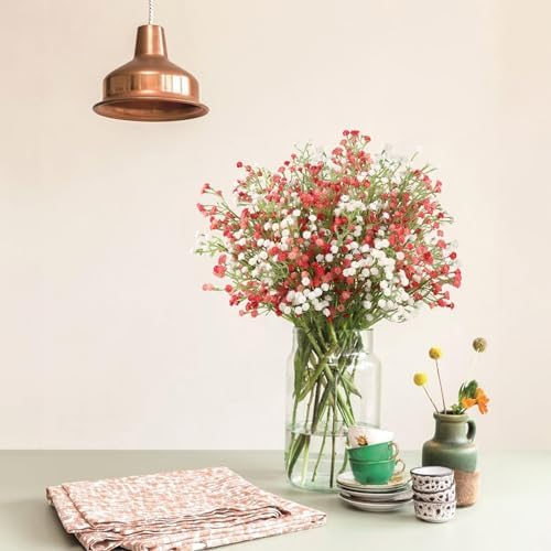 N&T NIETING Babys Breath Artificial Flowers Bulk, 15Pcs, Pink White - Image 2