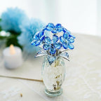 Blue Crystal Glass Forget Me Not Flower Figurine Table Centerpiece Decor - Image 3