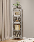 CHOEZON 5-Tier Corner Shelf, Industrial Corner Bookshelf, 59.4" Corner Storage Stand, Plant Stand Display Shelf, Corner Bookcase for Bedroom, Living Room, Home Office, White TCJ10WB by Choezon