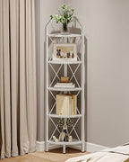 CHOEZON 5-Tier Corner Shelf, Industrial Corner Bookshelf, 59.4" Corner Storage Stand, Plant Stand Display Shelf, Corner Bookcase for Bedroom, Living Room, Home Office, White TCJ10WB by Choezon