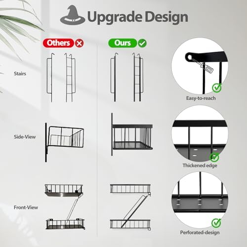 SweetSage Fire Escape Wall Shelf 4 Tier - NYC Decorative Floating Shelf Black Metal Book Shelves for Home Office Apartment Organizer and Display - Image 5
