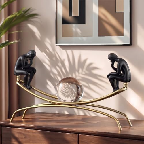 Thinker Statue & Sculpture, Modern Home Decor Statue, Gold Abstract Thinker Sculpture – Desktop Decorative Figurine for Living Room, Office, Shelf, Bedroom, Cabinets by MatauraHomeDecoration