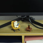 Mevodeata Cute Cat Playing Phone on Sofa and Drinking Coffee Figurine for Office Home Decor - Cute Cat Gift for Cat Lovers - Image 3