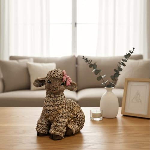 Rustic Lamb Figurine for Home Decor – Cute Farmhouse Animal Ornament – Handcrafted Resin Sheep Statue Gift – Cozy Tabletop Decoration for Living Room, Mantel or Shelf – Belle The Lamb - Image 7