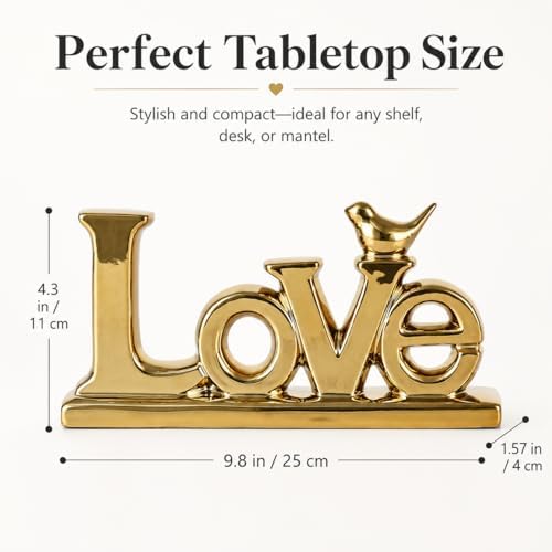 XMGZQ Love Sign Decoration,Gold Love Signs for Home Decor Statue,Gold Bird Sculpture Personalized Love Decor,Style Figurine Decorative Ornaments for Living Room,Bedroom,Desktop,Cabinets - Image 2