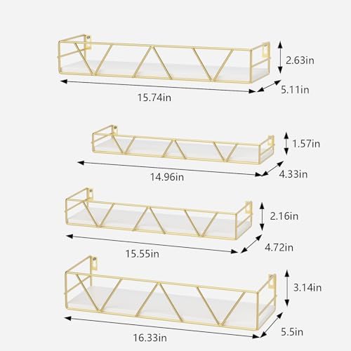 Floating Shelves Set of 4, Wood Wall Shelf, Farmhouse Shelf for Bedroom - Image 3