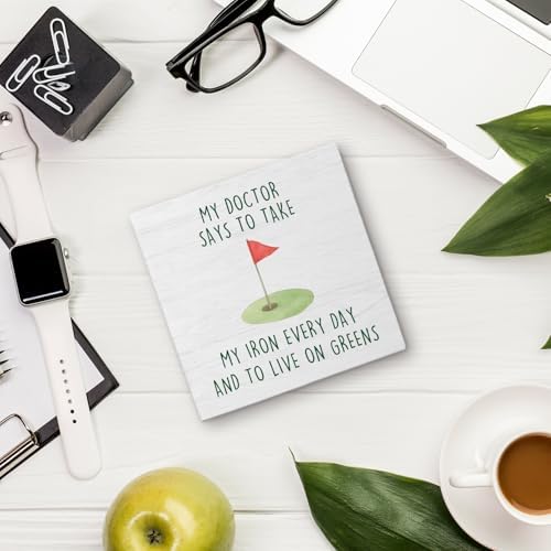 Funny Golf Court Wooden Box Sign Desk Decor, Gifts for Golf Lovers, Golfer Golfing Gifts Wood Block Sign Decorations for Home Bedroom Office Wall Tabletop Shelf Decor, 5x5 Inch - Image 5