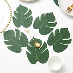ATFL 8.3'' Artificial Medium Palm Leaves,50 PCS Fake Tropical Monstera Faux Palm Leaves for Safari Jungle Hawaiian Luau Party Table Decoration Wedding Birthday Beach Theme Party (Green, 50)… - Image 5