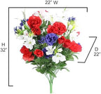 Admired by Nature 40 Stem Artificial Flowers Roses Lily Peony Mixed Bush Spring Faux Flower Arrangement for Outdoor & Indoor Wedding Home Decor, Cemetery Decorations for Grave, Red White Blue - Image 2