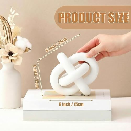 Yalikop 3 Link Wood Knot Decor Rustic Table Shelf Accents, White - Image 2