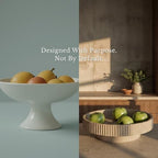 JUPTR Concrete Fruit Bowl (12") – Shallow Fluted Pedestal Decorative Centerpiece Bowl for Table, Entryway Catch-All & Modern Home Decor – Heavyweight Stone Bowl (Beige) - Image 6