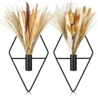 Peryiter 2 Pcs Boho Pampas Wall Art Decor Hanging Metal Wall Art, Black by Peryiter