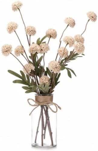 3PCS Mums Artificial Flowers with Vase - Small Silk Fake Flowers Suitable for Vase Bedroom Dining Room Living Rooms Decor Home Table Decor by QUNWREATH