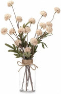 3PCS Mums Artificial Flowers with Vase - Small Silk Fake Flowers Suitable for Vase Bedroom Dining Room Living Rooms Decor Home Table Decor by QUNWREATH