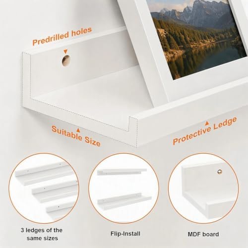 72inch Long Floating Shelves for Wall Decor, 3-Set Shelves with Lip, White - Image 4