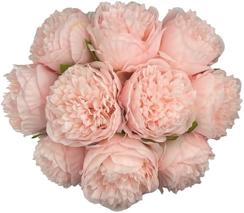 2 Bouquet 10Heads Artificial Fake Peony Flowers Silk Faux Flower for Home Office Party Wedding Decorations by SOFTKIDS