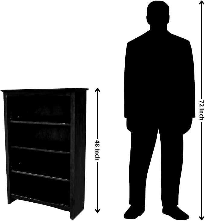 Solid Wood Bookcase 48" High, Adjustable Shelves, Parawood Construction - Image 11