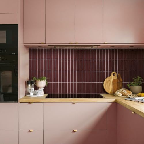 Smart Tiles Peel and Stick backsplash, Stacked Burgundy Red, 11.43"x9" - Image 6