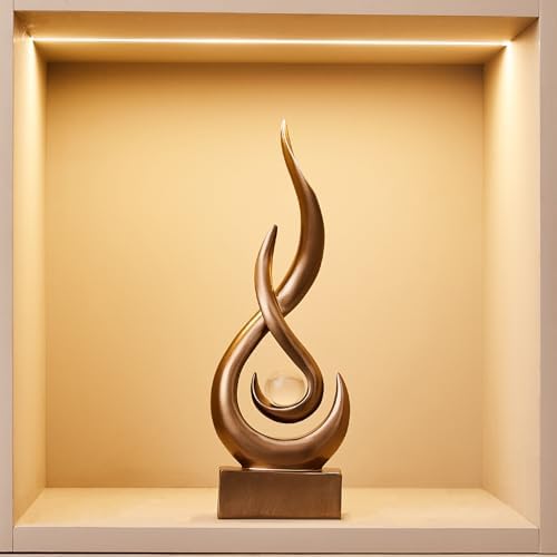 FJS Bronze Abstract Flame Sculpture for Living Room Coffee Table Decor - Image 6