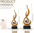FJS Gold Abstract Flame Sculpture for Living Room Coffee Table Decor - Image 3