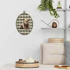 dvhdajed Vintage Bear Oval Wall Art Decor, Cabin Bear Green Checkered Framed Canvas Art, Baby Boys Nursery Decoration, Farmhouse Rustic Animal Wall Hanging Decor for Toddler Room Bedroom,8.7x11.3 In - Image 2