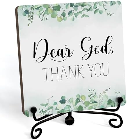 Modern Farmhouse Decor, Home Decor For Living Room, Boho Chic Aesthetic Shelf Decorations, Christian Eucalyptus Dear God Sign, Farm House Entryway Tv Stand Fireplace Coffee Table Decoration (10) by JUSITAKEET