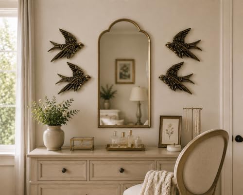 AMOIENSIS 4.75 Inch Vintage Swallow Bird Wall Sculpture Set of 4 - Image 4