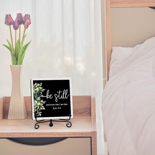 Home Decor, Farmhouse Be Still And Know That I Am God Shelf Decor For Living Room, Christian Gifts For Women Men, Entryway Tv Stand Fireplace Mantle Coffee Table Decoration (Still-11) - Image 3