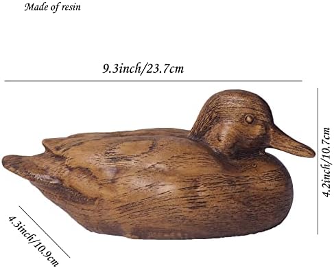 Hymmah Wooden Texture Duck Home Decor Statue Rustic Home Decorations for Living Room, Boho Sculpture Resin Animal Collectible Figurines for Indoor Decor - Image 2