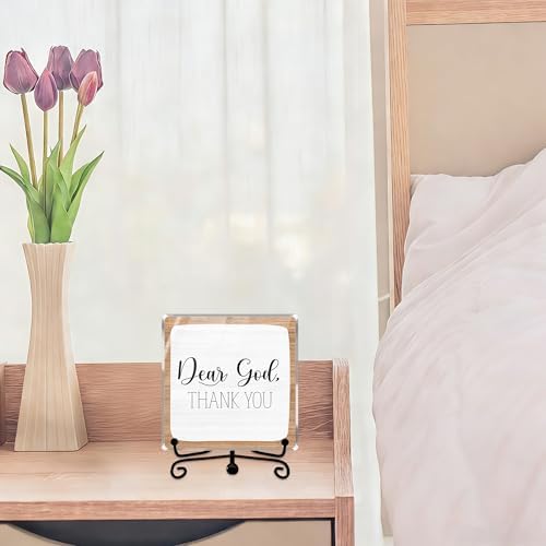 Modern Farmhouse Decor, Home Decor For Living Room, Boho Chic Aesthetic Shelf Decorations, Christian Dear God Acrylic Sign, Farmhouse Entryway Tv Stand Fireplace Coffee Table Decoration (13) - Image 3