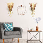 Peryiter 2 Pcs Boho Pampas Wall Art Decor Hanging Metal Wall Art, Gold - Image 4