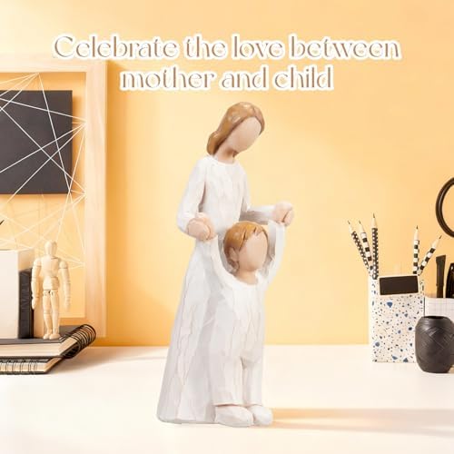 Mother and Child Figurine, Mom and Boy Holding Hands Walking Together - Image 5