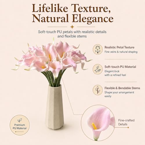 Mandy's 20pcs Light Pink Calla Lily Artificial Flowers - Image 2