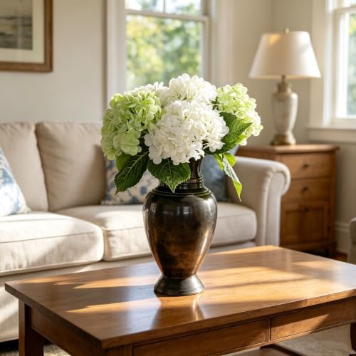 4PCS Green Hydrangea Artificial Flowers, Latex UV Resistant Fake Flowers - Image 3